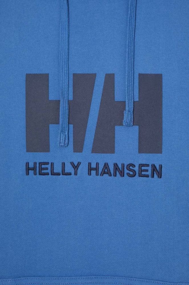 Бавовняна кофта Helly Hansen чоловіча з капюшоном з аплікацією колір блакитний фото 6