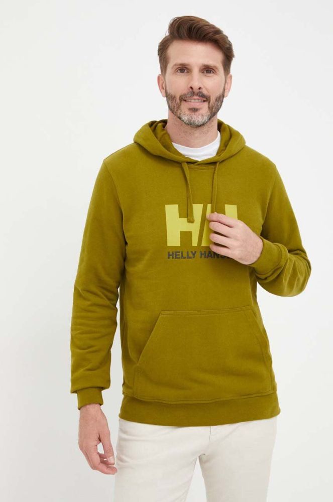 Бавовняна кофта Helly Hansen чоловіча колір синій з капюшоном з аплікацією 33977-597 (3297344)