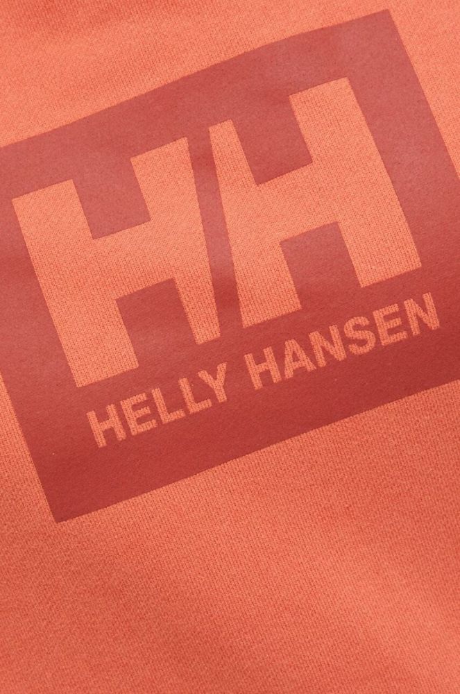 Бавовняна кофта Helly Hansen колір помаранчевий з капюшоном з принтом 53289-597 фото 8