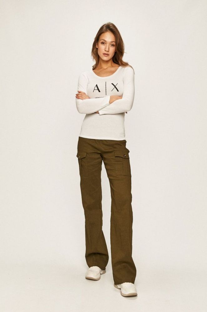 Armani Exchange - Лонгслів колір білий (485627) фото 2