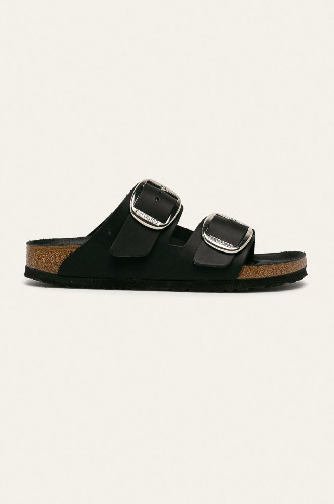 Шкіряні шльопанці Birkenstock жіночі колір чорний (936313)