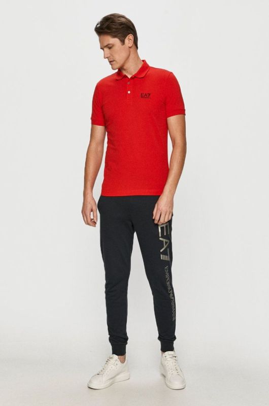 Поло EA7 Emporio Armani чоловіче колір червоний гладкий фото 2