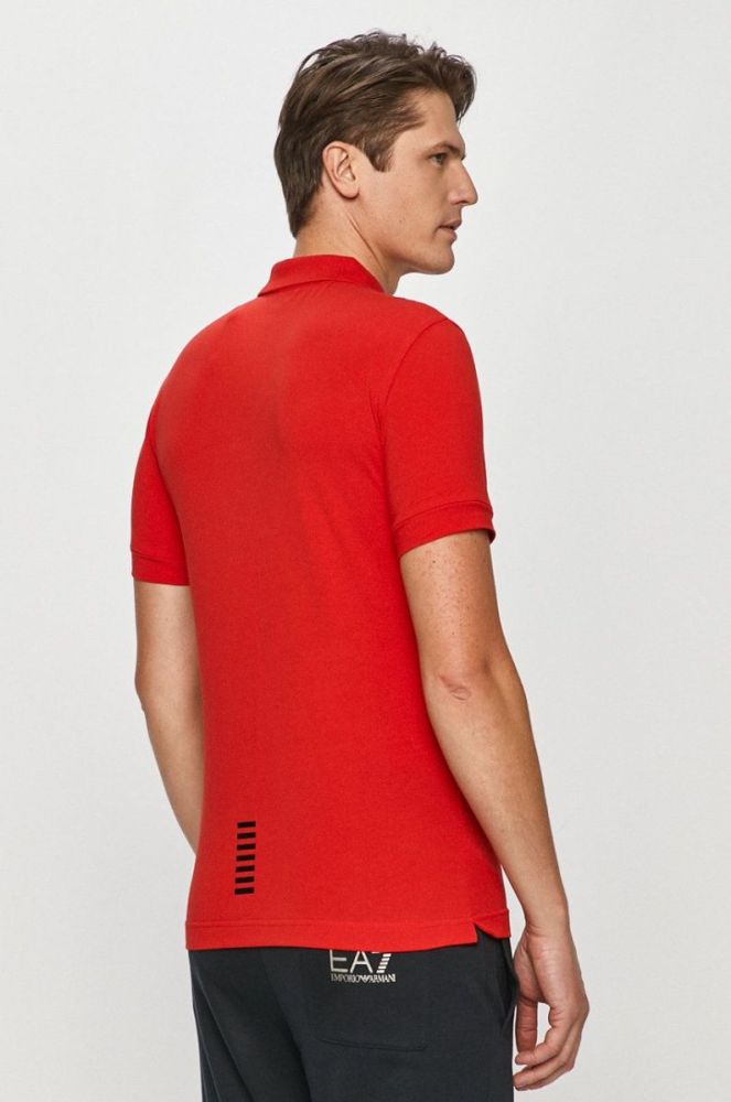 Поло EA7 Emporio Armani чоловіче колір червоний гладкий фото 3