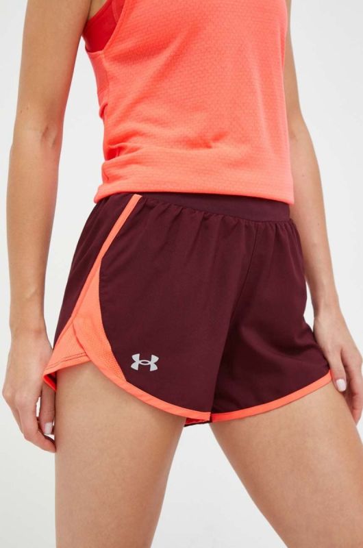 Шорти для бігу Under Armour Fly-By 2.0 колір бордовий однотонні середня посадка
