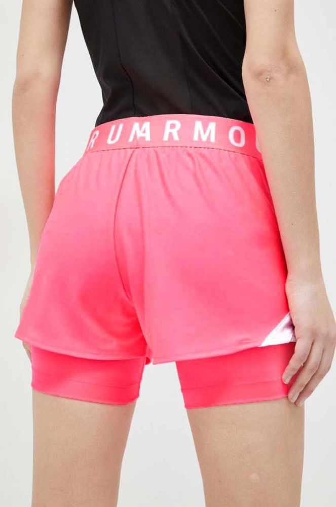 Шорти для тренувань Under Armour жіночі колір рожевий з принтом висока посадка 1351981-662 фото 3