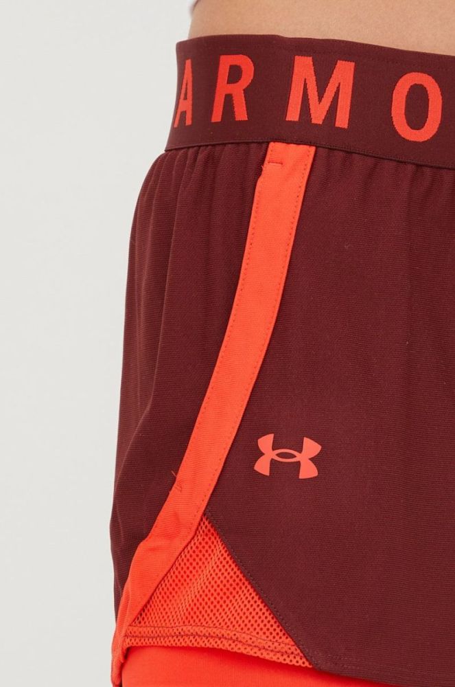 Шорти для тренувань Under Armour жіночі колір бордовий з принтом висока посадка 1351981-662 фото 4