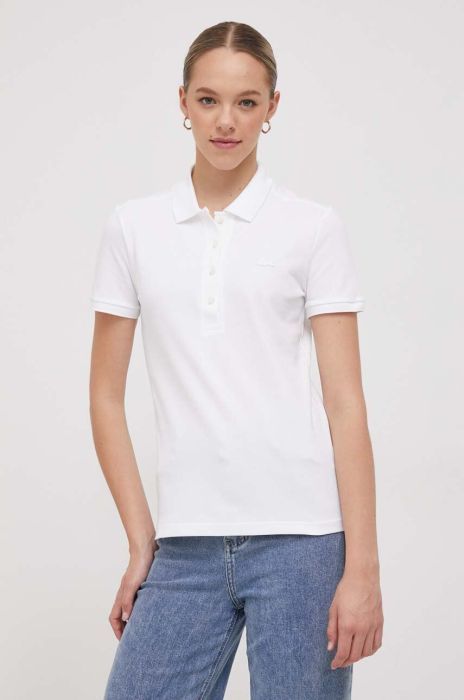 Футболка Lacoste жіноча колір білий з коміром PF5462-001 (2317672)