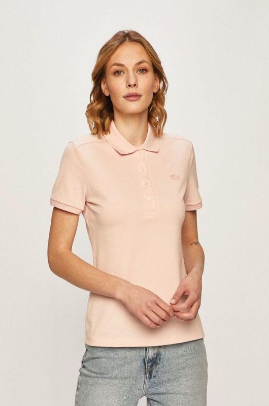Футболка Lacoste жіноча колір рожевий з коміром PF5462-001