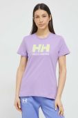Бавовняна футболка Helly Hansen колір фіолетовий 34112-001