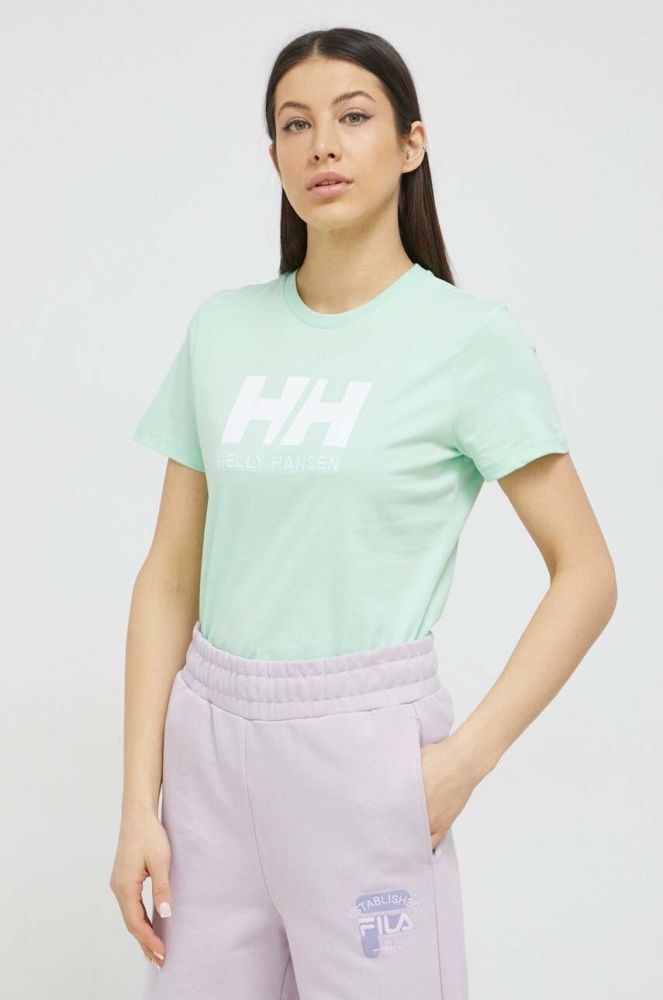 Бавовняна футболка Helly Hansen колір зелений 34112-001 (3010216)