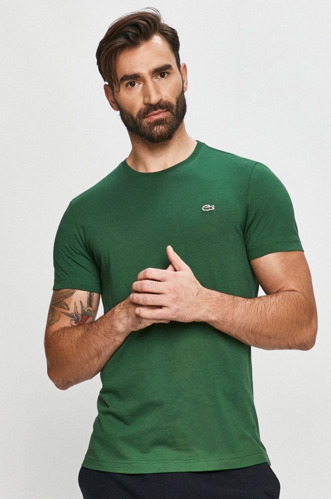 Бавовняна футболка Lacoste колір зелений однотонний TH2038-166