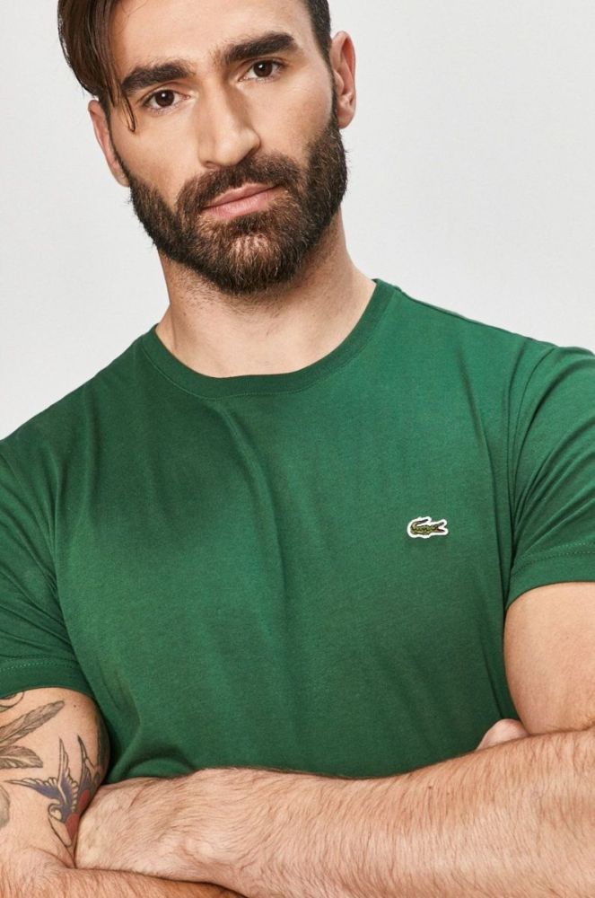 Бавовняна футболка Lacoste колір зелений однотонний TH2038-166 фото 4