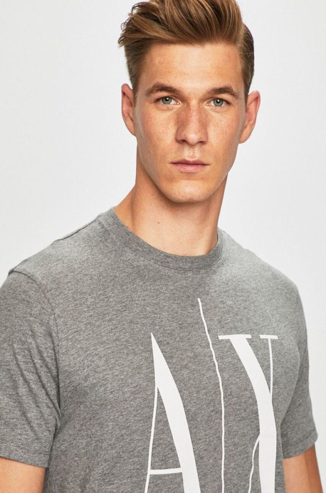 Бавовняна футболка Armani Exchange Колір сірий з принтом колір сірий фото 4