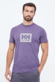 Бавовняна футболка Helly Hansen колір фіолетовий з принтом 53285-096