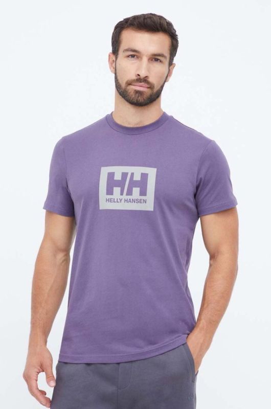 Бавовняна футболка Helly Hansen колір фіолетовий з принтом 53285-096 фото 2