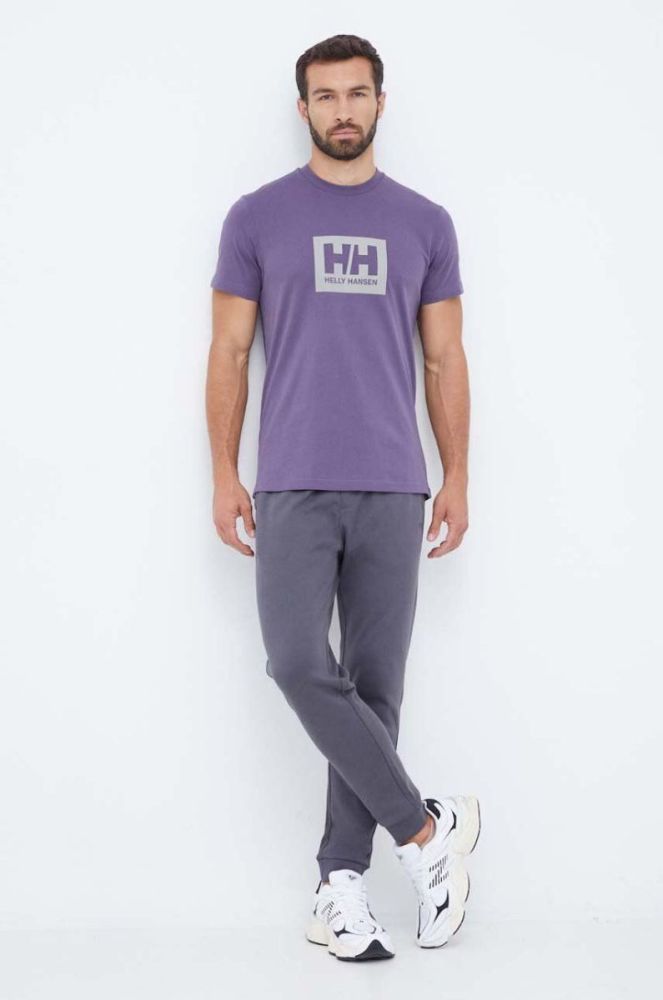 Бавовняна футболка Helly Hansen колір фіолетовий з принтом 53285-096 фото 4