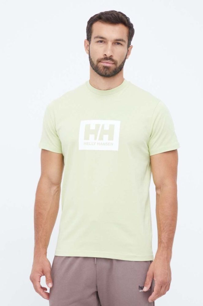 Бавовняна футболка Helly Hansen колір зелений з принтом 53285-096 (3448881) фото 2