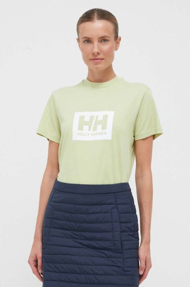Бавовняна футболка Helly Hansen колір зелений з принтом 53285-096 (3448881) фото 3