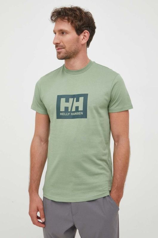 Бавовняна футболка Helly Hansen колір зелений з принтом 53285-096 (3448885) фото 2