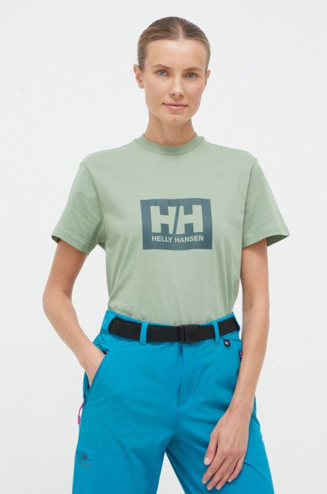 Бавовняна футболка Helly Hansen колір зелений з принтом 53285-096 (3448885) фото 3