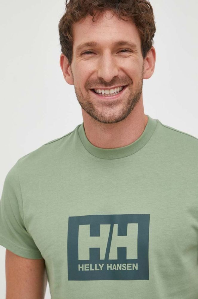 Бавовняна футболка Helly Hansen колір зелений з принтом 53285-096 (3448885) фото 7