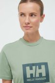 Бавовняна футболка Helly Hansen колір зелений з принтом 53285-096 (3448885)