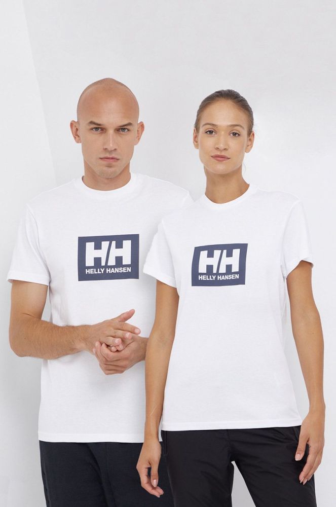 Бавовняна футболка Helly Hansen колір білий з принтом 53285-096 (1700182)