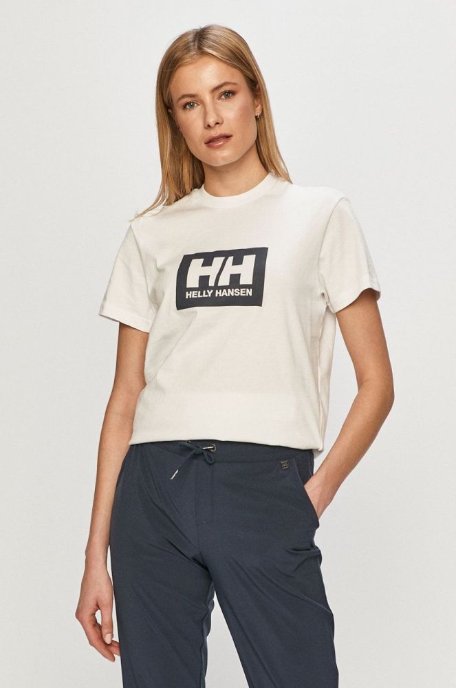 Бавовняна футболка Helly Hansen колір білий з принтом 53285-096 (1269322)