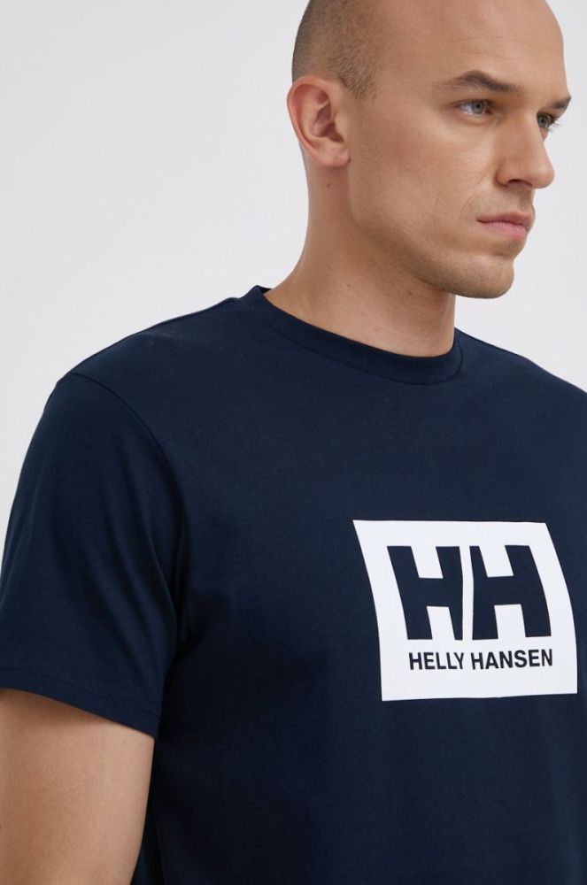 Бавовняна футболка Helly Hansen колір синій з принтом 53285-096 фото 3