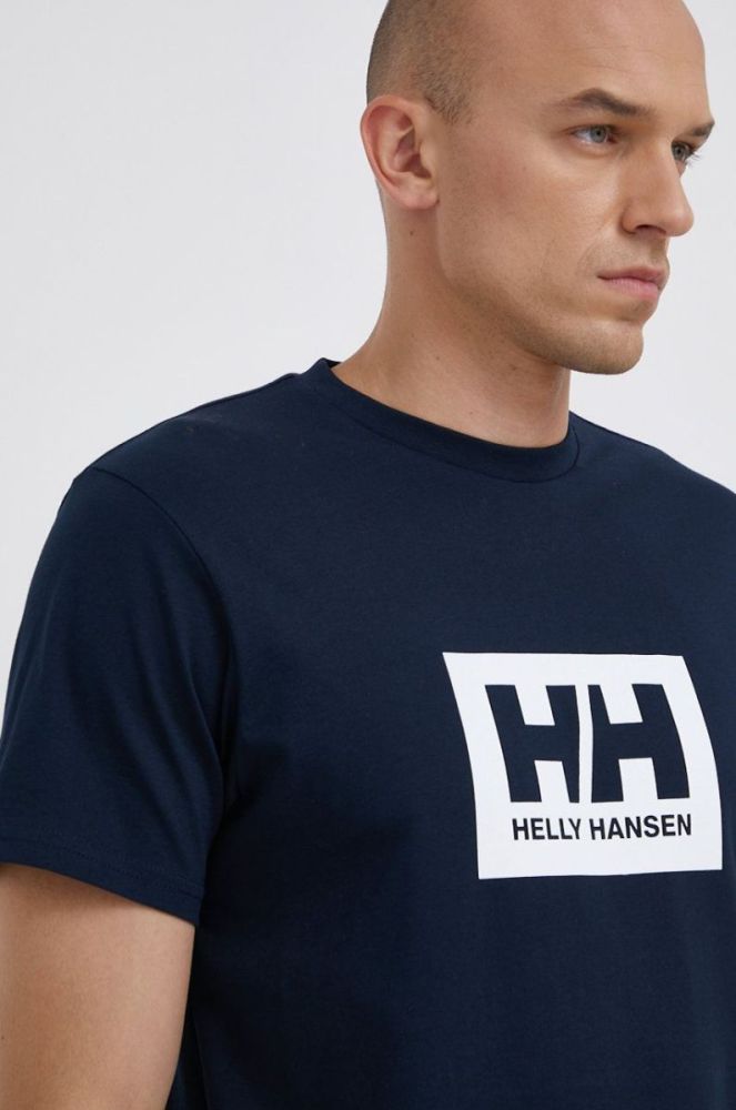 Бавовняна футболка Helly Hansen колір синій з принтом 53285-096 фото 7