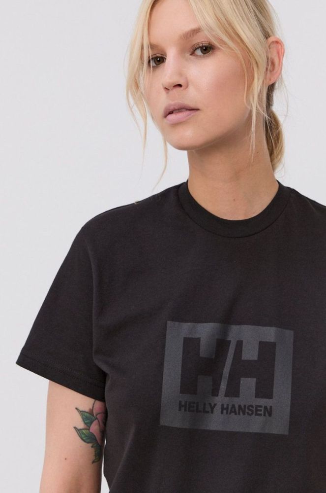 Бавовняна футболка Helly Hansen колір чорний з принтом 53285-096 фото 7