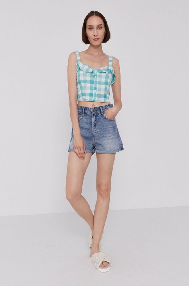 Блузка Pepe Jeans VALENTINA жіноча колір бірюзовий в клітинку фото 2