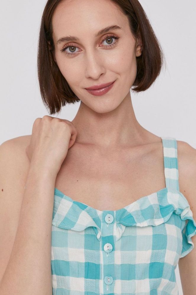 Блузка Pepe Jeans VALENTINA жіноча колір бірюзовий в клітинку фото 4