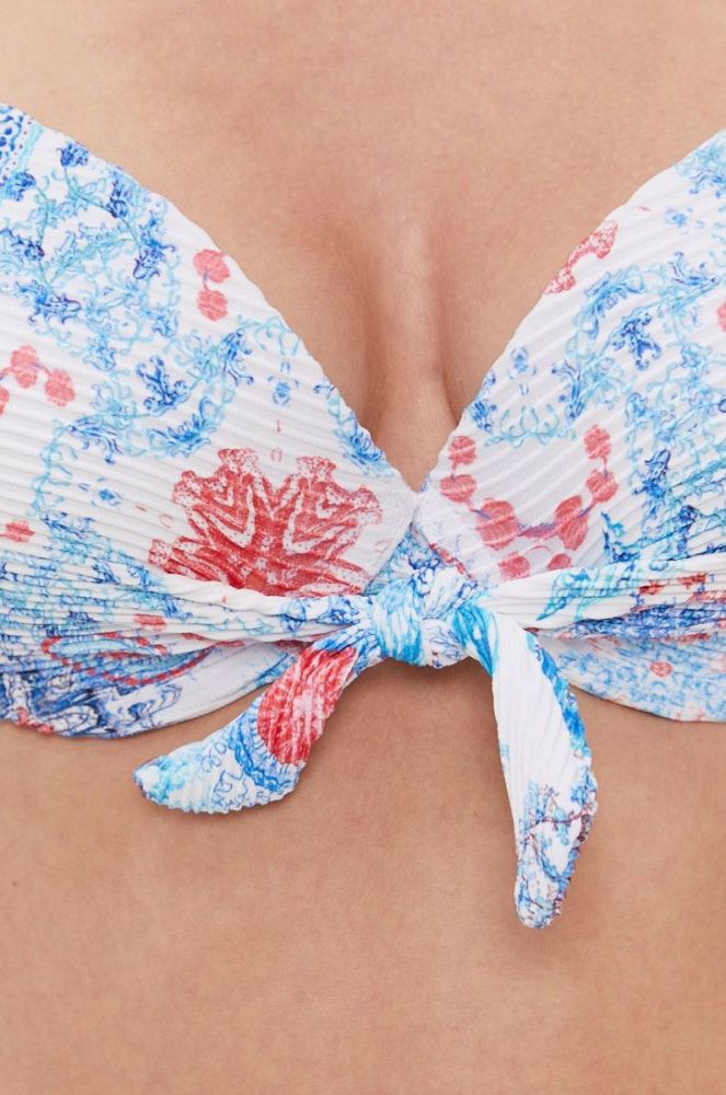 Купальний бюстгальтер Desigual колір білий ущільнена чашечка фото 4