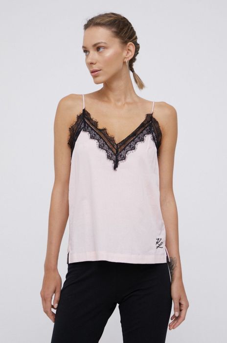 Піжамний топ Karl Lagerfeld колір рожевий