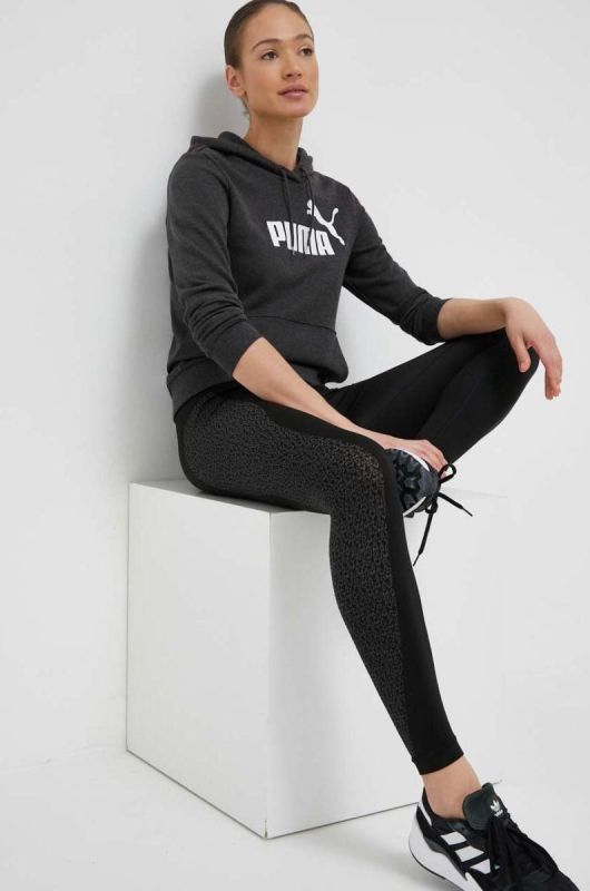 Кофта Puma жіноча колір сірий з капюшоном з принтом (3168207) фото 2