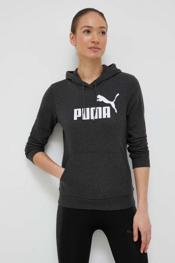 Кофта Puma жіноча колір сірий з капюшоном з принтом (3168207) фото 4