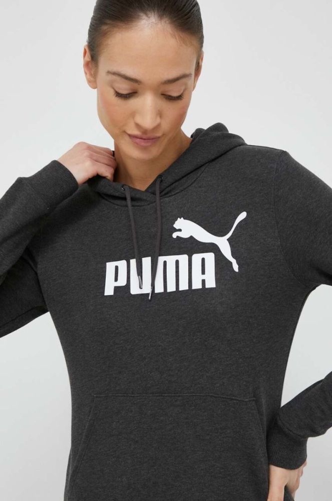 Кофта Puma жіноча колір сірий з капюшоном з принтом (3168207) фото 5