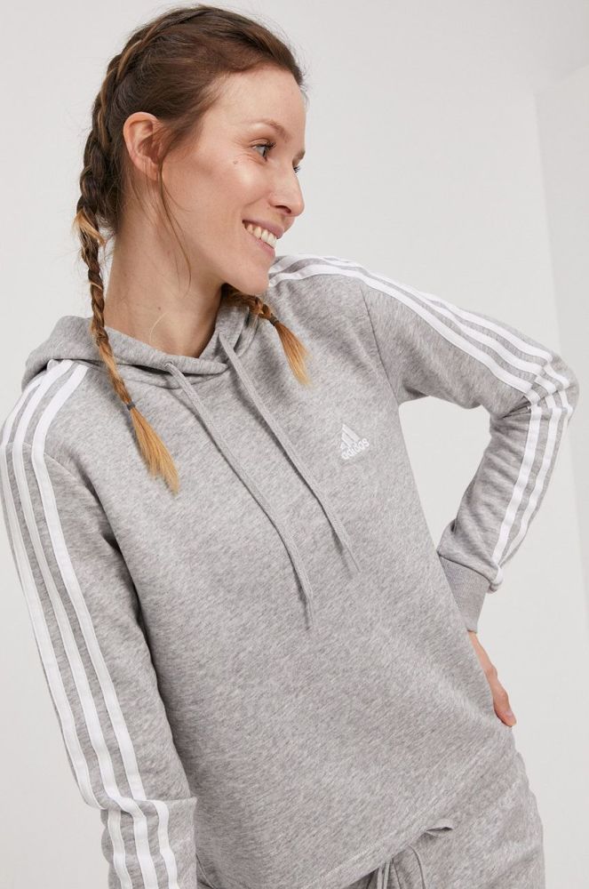 Кофта adidas жіноча колір сірий гладка