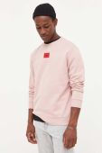 Бавовняна кофта HUGO чоловіча колір рожевий з аплікацією (3347556)
