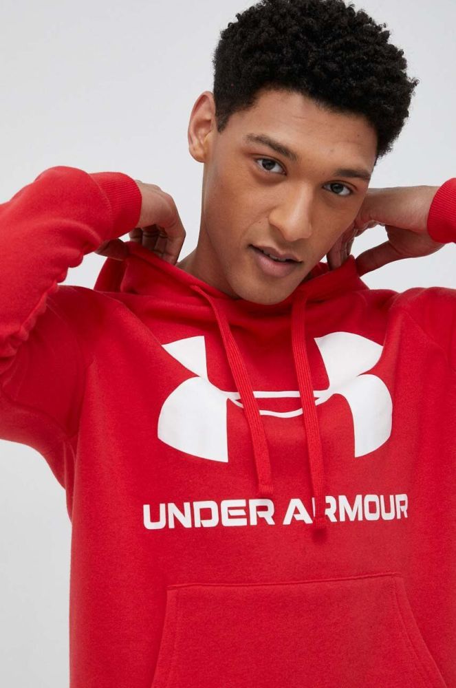 Кофта Under Armour чоловіча колір червоний з капюшоном з принтом 1357093-652