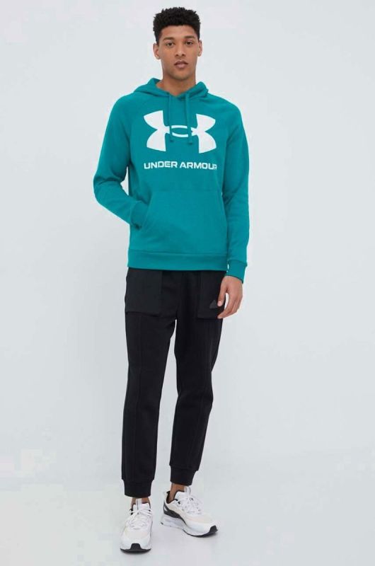Кофта Under Armour чоловіча колір зелений з капюшоном з принтом 1357093-652 фото 2