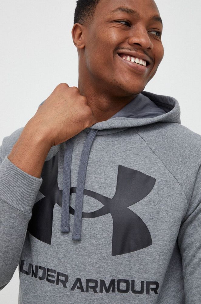 Кофта Under Armour чоловіча колір сірий з капюшоном з принтом 1357093-652 (3034965)