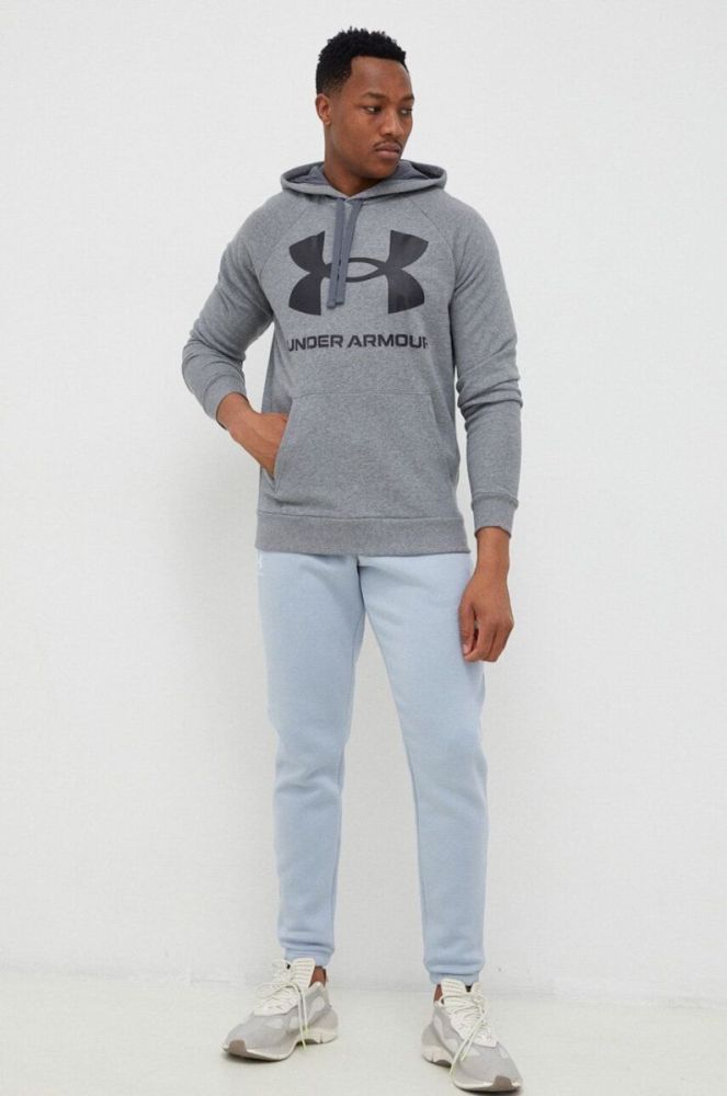 Кофта Under Armour чоловіча колір сірий з капюшоном з принтом 1357093-652 (3034965) фото 2