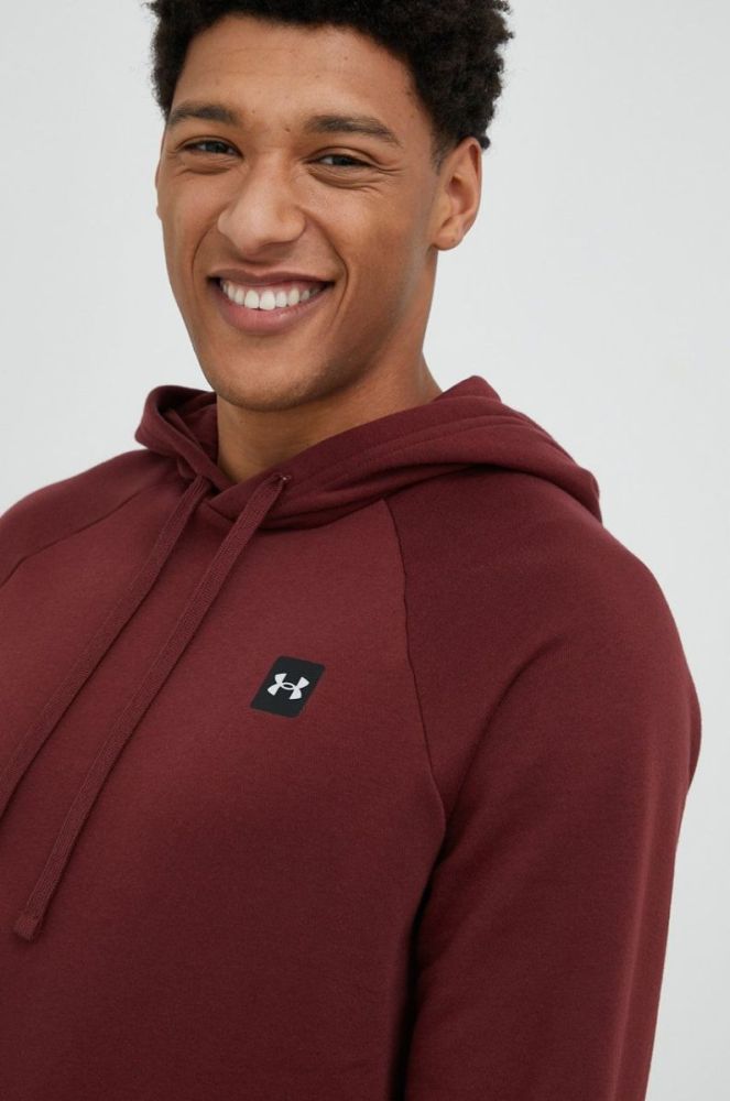 Кофта Under Armour чоловіча колір бордовий з капюшоном однотонна 1357092-408 фото 3
