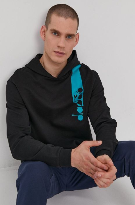 Бавовняна кофта Diadora чоловіча колір чорний з принтом