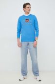 Кофта Gant чоловіча  з аплікацією колір блакитний