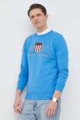 Кофта Gant чоловіча  з аплікацією колір блакитний