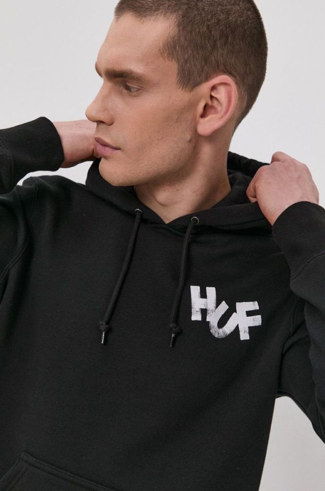 Кофта HUF чоловіча колір чорний з принтом (1495058) фото 4
