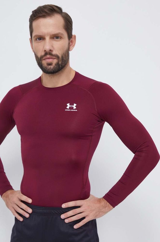 Лонгслів для тренувань Under Armour колір бордовий однотонний (3616857)